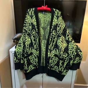 Dressed In Lala Interstellar Neon Green Astronaut Oversized Cardigan Size S/M